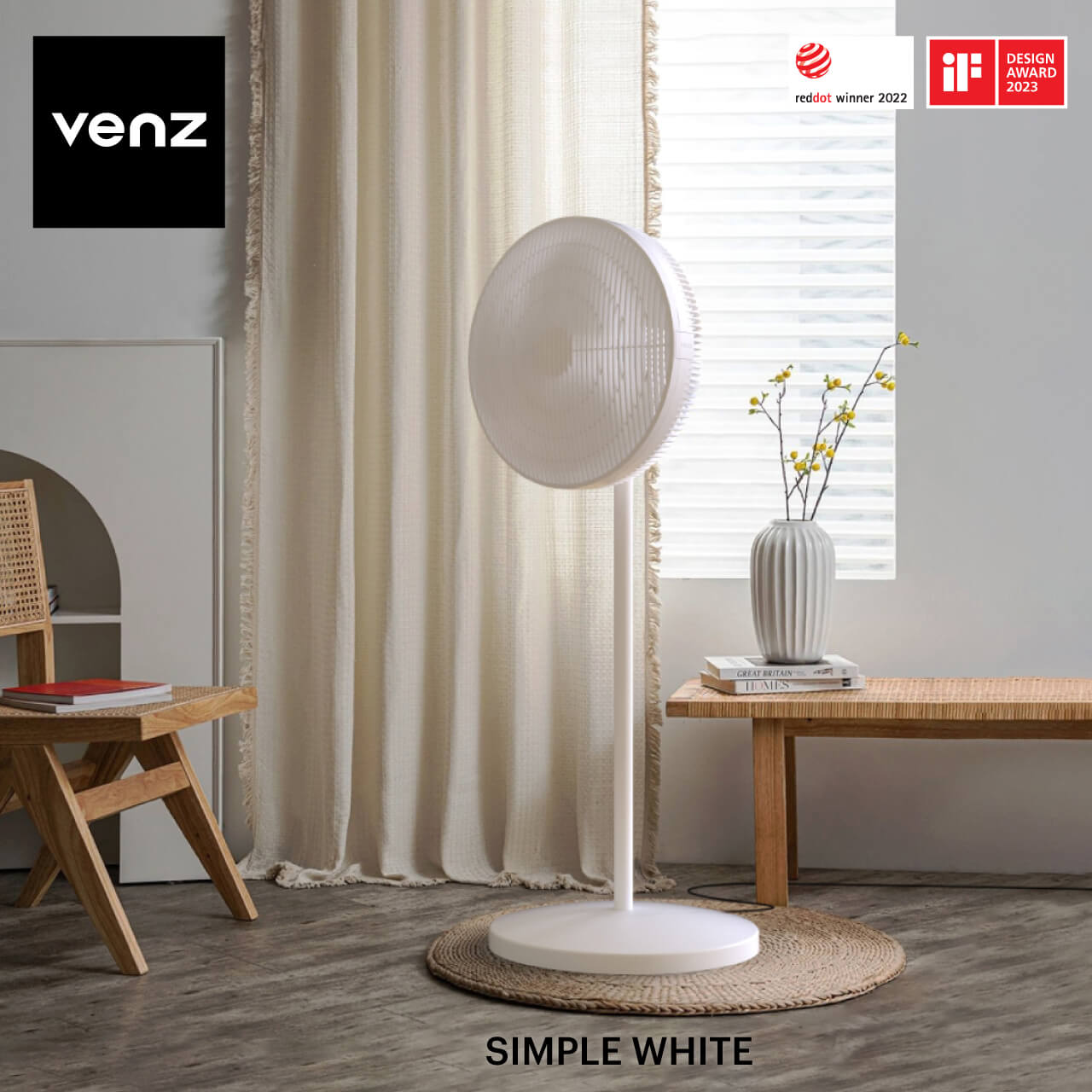 พัดลมสีขาว มินิมอล Venz