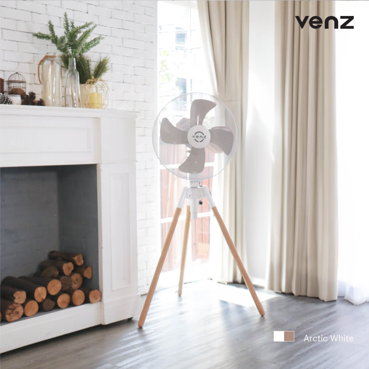 Venz พัดลม 3 ขารุ่น Pixel Arctic White